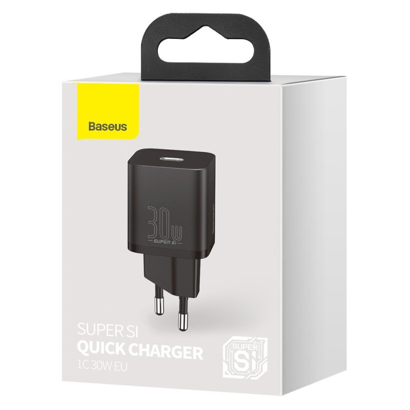Super Si 1C greitas USB-C įkroviklis 30 W Power Delivery Quick Charge juodas