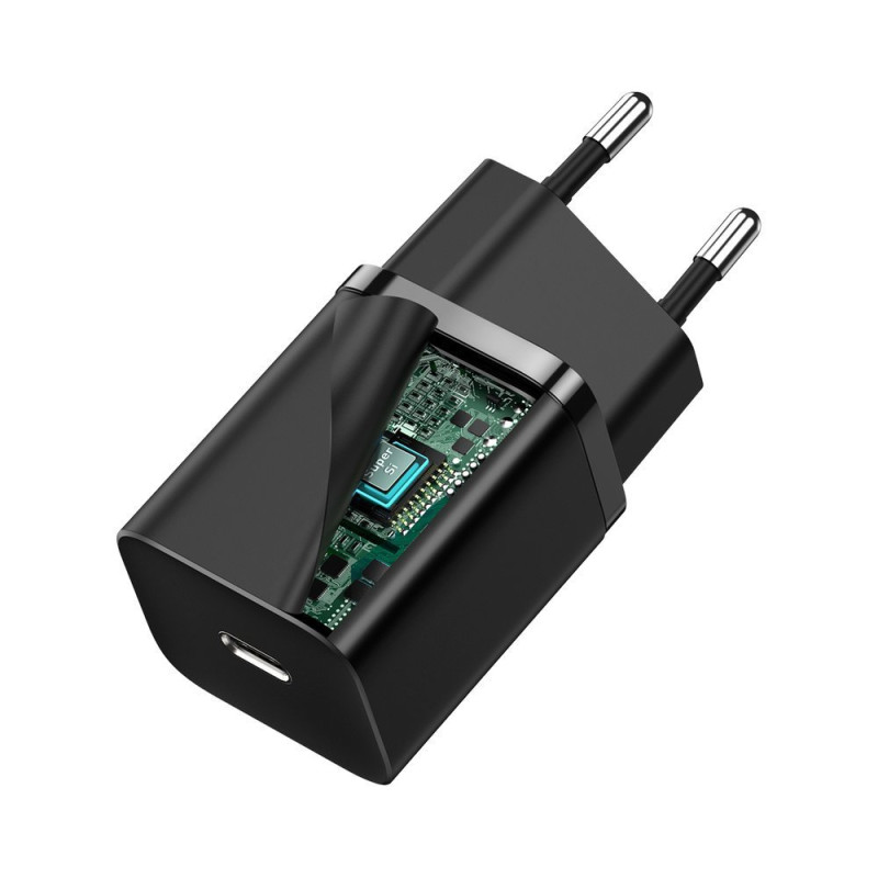 Super Si 1C greitas USB-C įkroviklis 30 W Power Delivery Quick Charge juodas