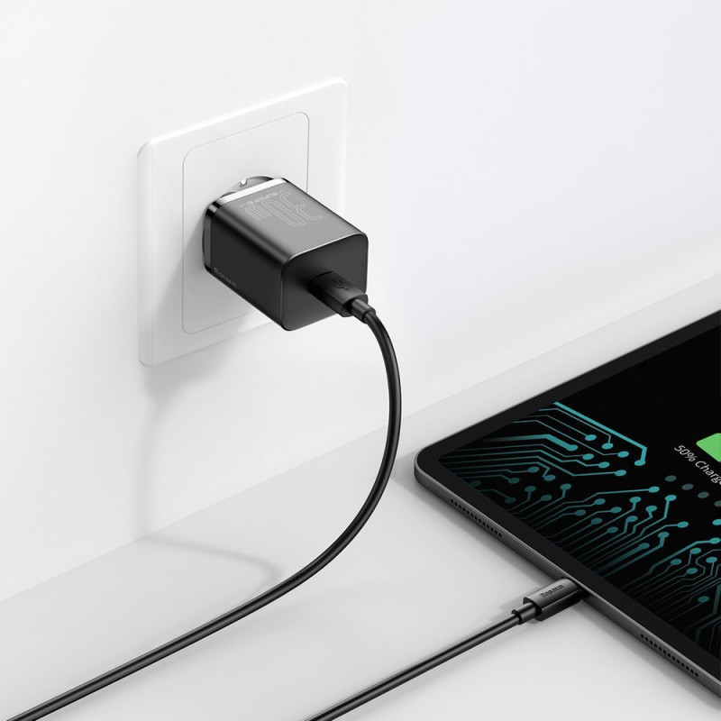 Super Si 1C greitas USB-C įkroviklis 30 W Power Delivery Quick Charge juodas