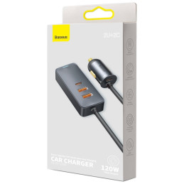 
Share Together automobilinis įkroviklis 2x USB 2x USB-C 120W PPS QC PD pilka
