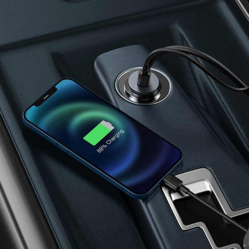 Share Together automobilinis įkroviklis 2x USB 2x USB-C 120W PPS QC PD pilka