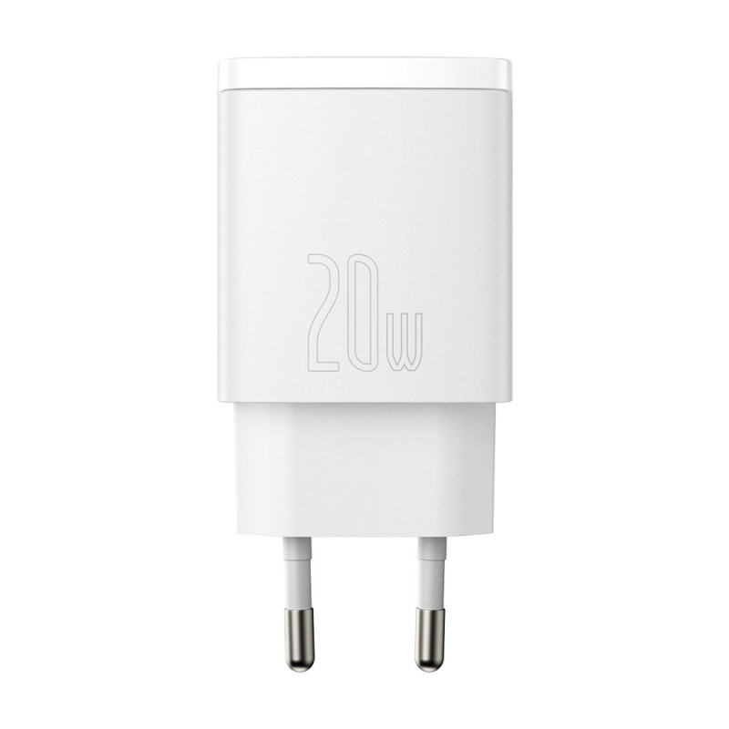 Kompaktiškas USB greitas įkroviklis USB-C 20W 3A PD QC 3.0 baltas