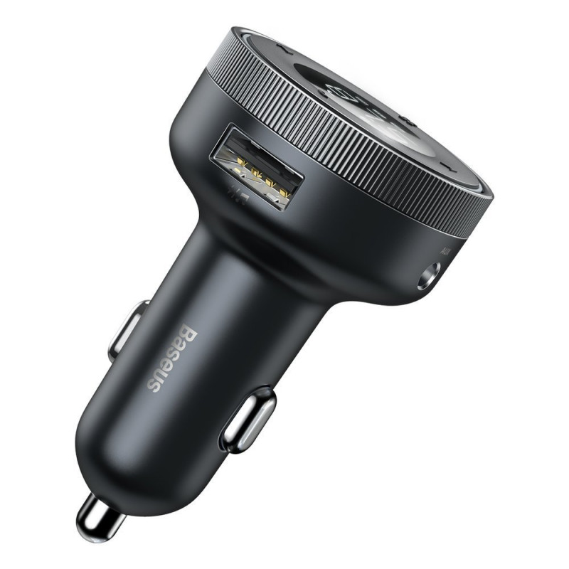 FM siųstuvas, MP3 grotuvas, LED automobilinis įkroviklis, 2x USB, Bluetooth, juoda