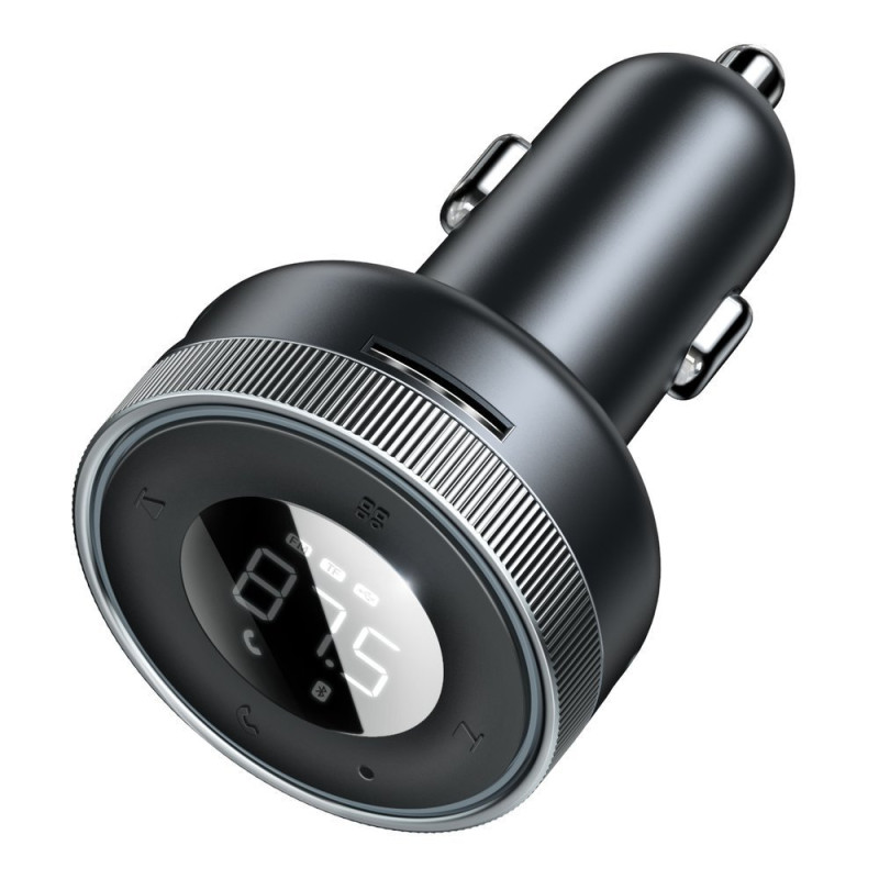 FM siųstuvas, MP3 grotuvas, LED automobilinis įkroviklis, 2x USB, Bluetooth, juoda