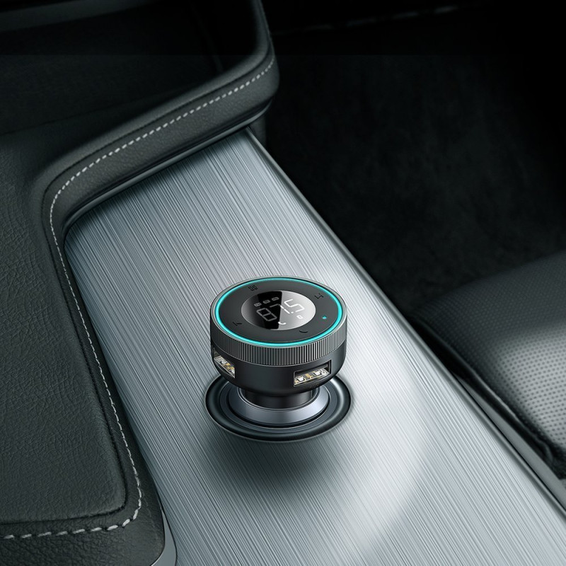 FM siųstuvas, MP3 grotuvas, LED automobilinis įkroviklis, 2x USB, Bluetooth, juoda