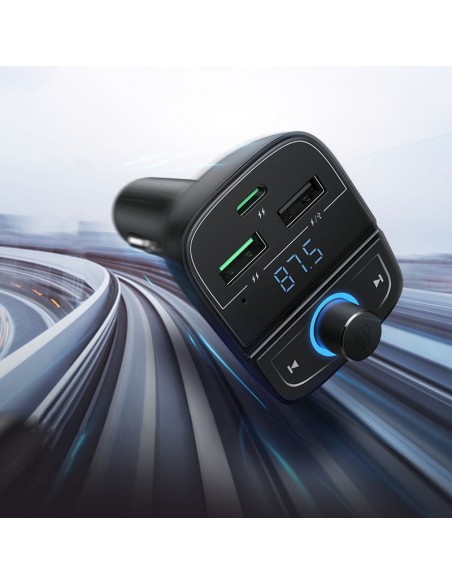 
FM MP3 siųstuvas Bluetooth 5.0 automobilinis įkroviklis 3x USB TF microSD juodas
