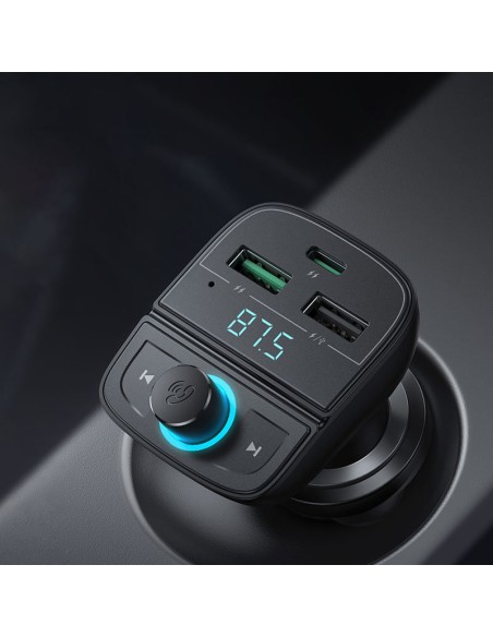 
FM MP3 siųstuvas Bluetooth 5.0 automobilinis įkroviklis 3x USB TF microSD juodas
