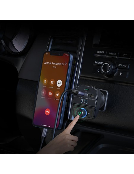 
FM MP3 siųstuvas Bluetooth 5.0 automobilinis įkroviklis 3x USB TF microSD juodas
