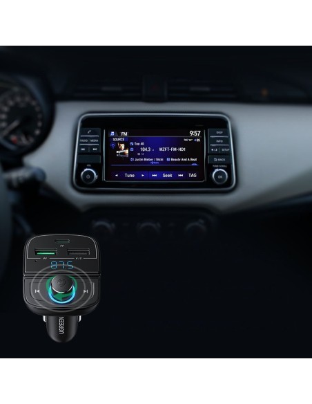 
FM MP3 siųstuvas Bluetooth 5.0 automobilinis įkroviklis 3x USB TF microSD juodas
