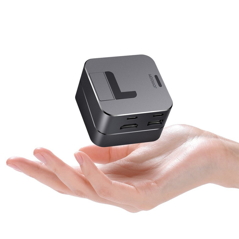 Daugiafunkcis HUB stovas skirtas MacBook Pro USB-C USB 3.0 RJ45 HDMI Thunderbolt pilka