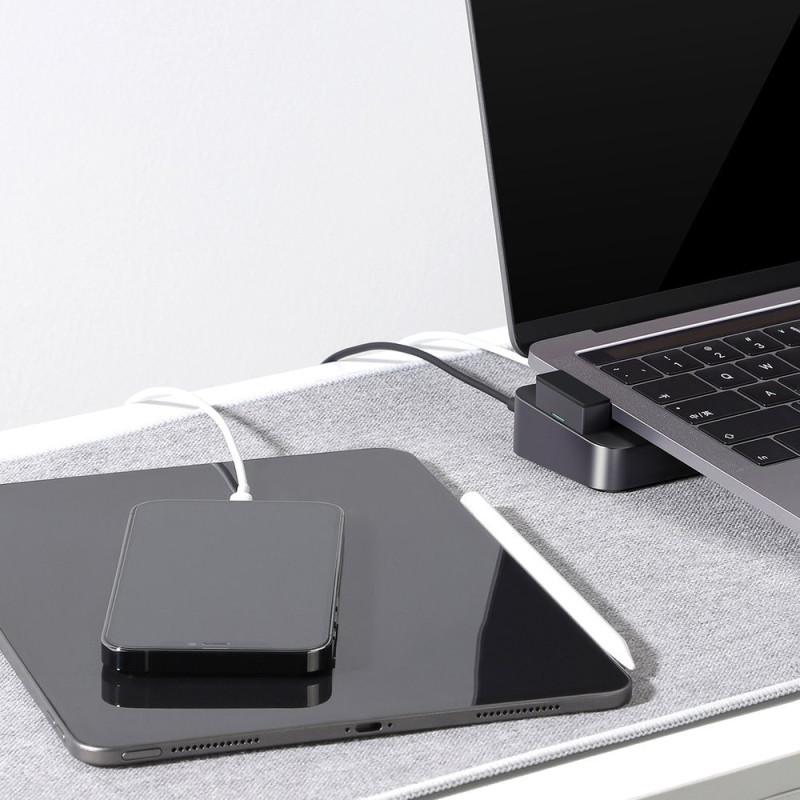 Daugiafunkcis HUB stovas skirtas MacBook Pro USB-C USB 3.0 RJ45 HDMI Thunderbolt pilka