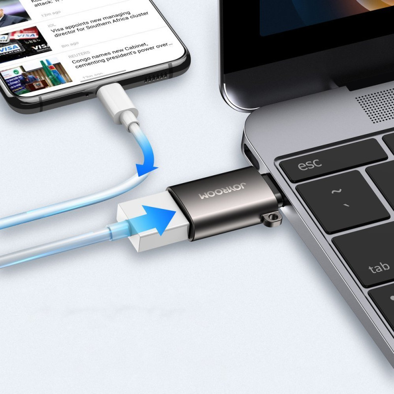 USB 3.2 Gen 1 vyriškas USB-C adapteris, juodas