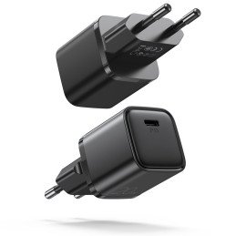 
Greitas USB-C 20 W maitinimo tiekimas Quick Charge 3.0 AFC įkroviklis, juodas
