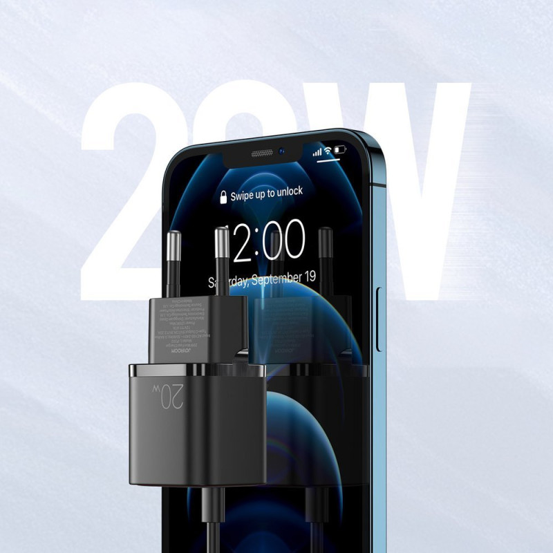 Greitas USB-C 20 W maitinimo tiekimas Quick Charge 3.0 AFC įkroviklis, juodas