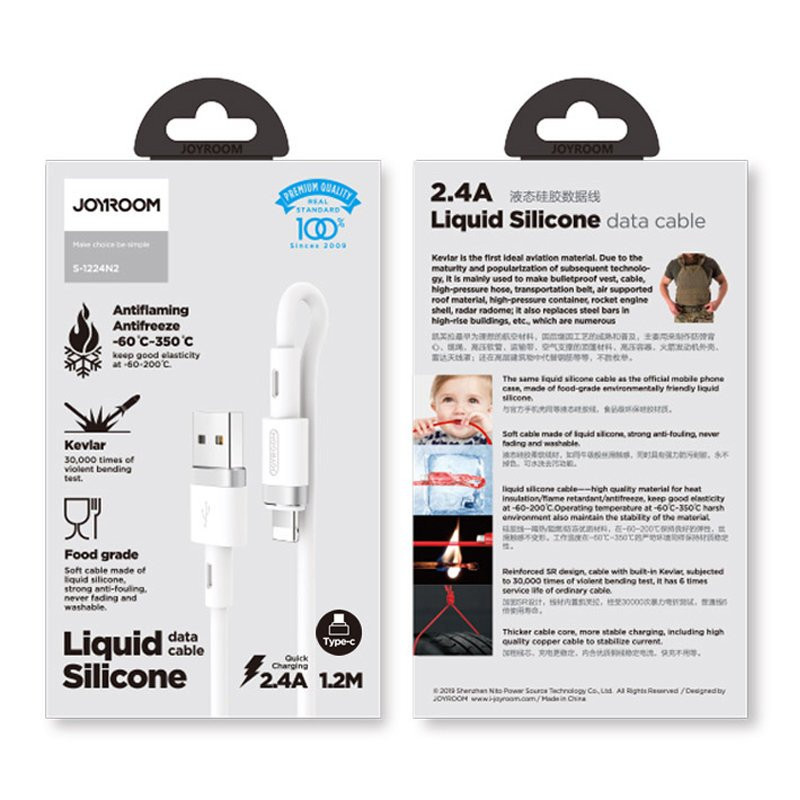 iPhone USB - Lightning kabelis 2.4A 1.2m baltas