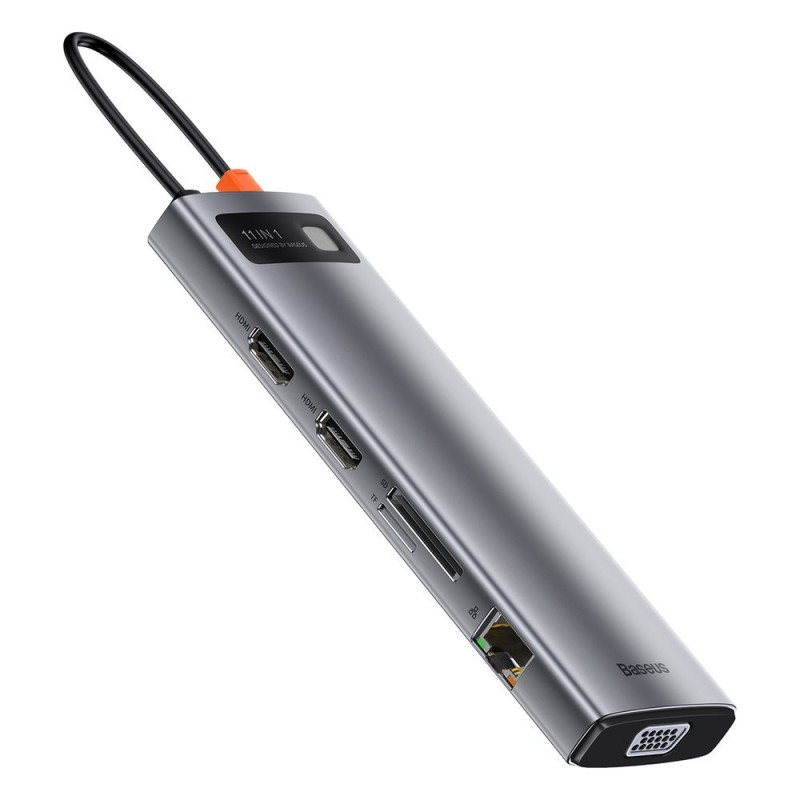 Daugiafunkcis HUB USB-C prievado replikatorius Metal Gleam 11in1 pilkas