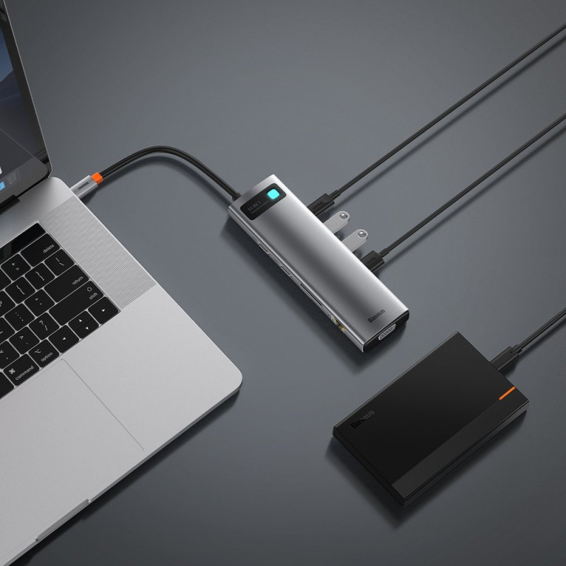 Daugiafunkcis HUB USB-C prievado replikatorius Metal Gleam 11in1 pilkas