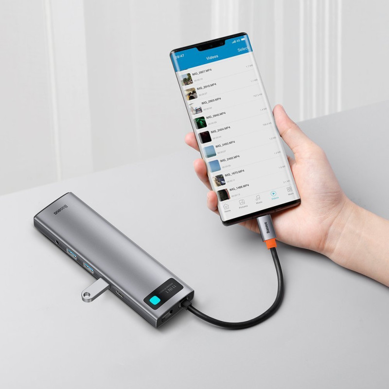 Daugiafunkcis HUB USB-C prievado replikatorius Metal Gleam 11in1 pilkas