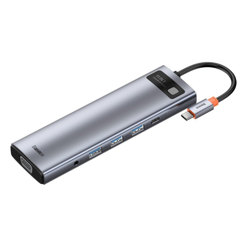 Daugiafunkcis HUB USB-C prievado replikatorius Metal Gleam 11in1 pilkas