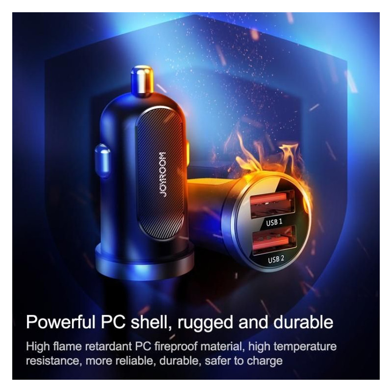 Mini greitas automobilinis įkroviklis 2x USB 30W QC SCP PD AFC juodas
