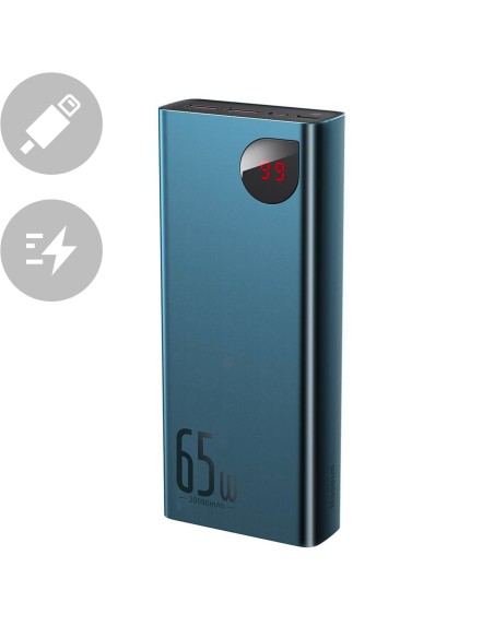 Adaman Power Bank 2x USB 1x USB-C 1x microUSB 20000mAh 65W Quick Charge mėlyna Adaman Power Bank 2x USB 1x USB-C 1x microUSB 20000mAh 65W Quick Charge mėlyna