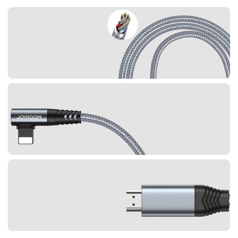 Adapteris iPhone iš Lightning į HDMI 4K USB pilka