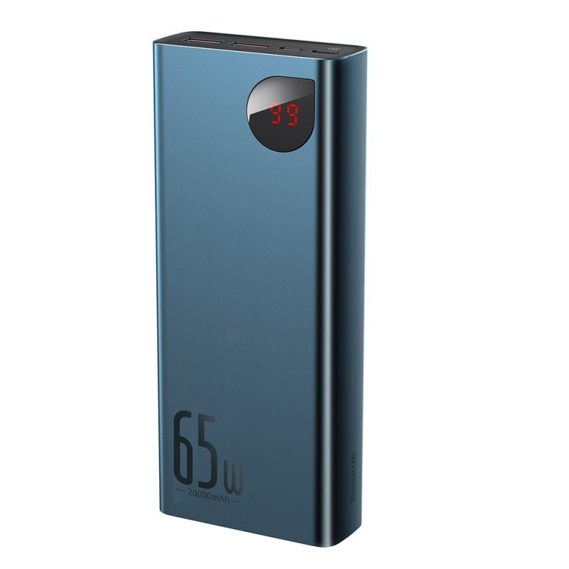 Adaman Power Bank 2x USB 1x USB-C 1x microUSB 20000mAh 65W Quick Charge mėlyna