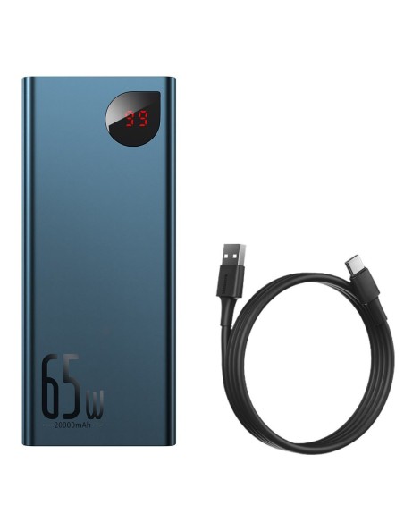 Adaman Power Bank 2x USB 1x USB-C 1x microUSB 20000mAh 65W Quick Charge mėlyna Adaman Power Bank 2x USB 1x USB-C 1x microUSB 20000mAh 65W Quick Charge mėlyna