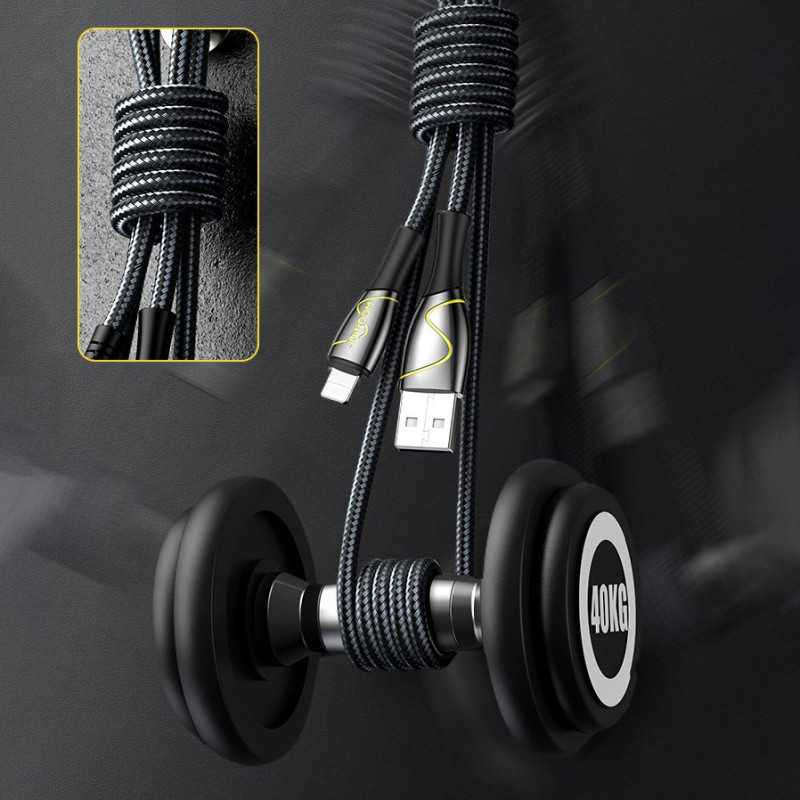 Mermaid serijos kabelis USB - USB-C 3A 2m juodas