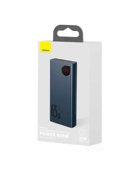 Adaman Power Bank 2x USB 1x USB-C 1x microUSB 20000mAh 65W Quick Charge mėlyna Adaman Power Bank 2x USB 1x USB-C 1x microUSB 20000mAh 65W Quick Charge mėlyna