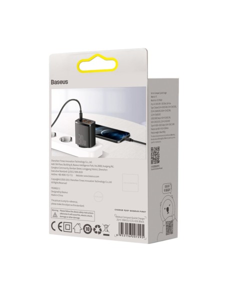 Kompaktiškas greitas sieninis įkroviklis 2x USB USB-C 30W 3A PD QC juodas
 
Kompaktiškas greitas sieninis įkroviklis 2x USB USB-C 30W 3A PD QC juodas