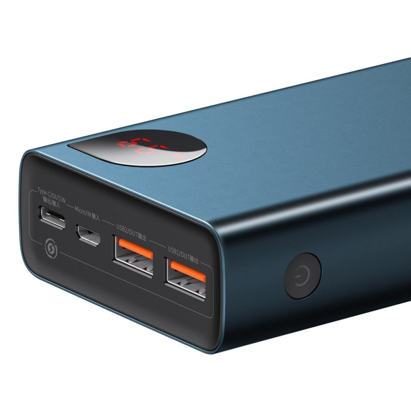 Adaman Power Bank 2x USB 1x USB-C 1x microUSB 20000mAh 65W Quick Charge mėlyna
