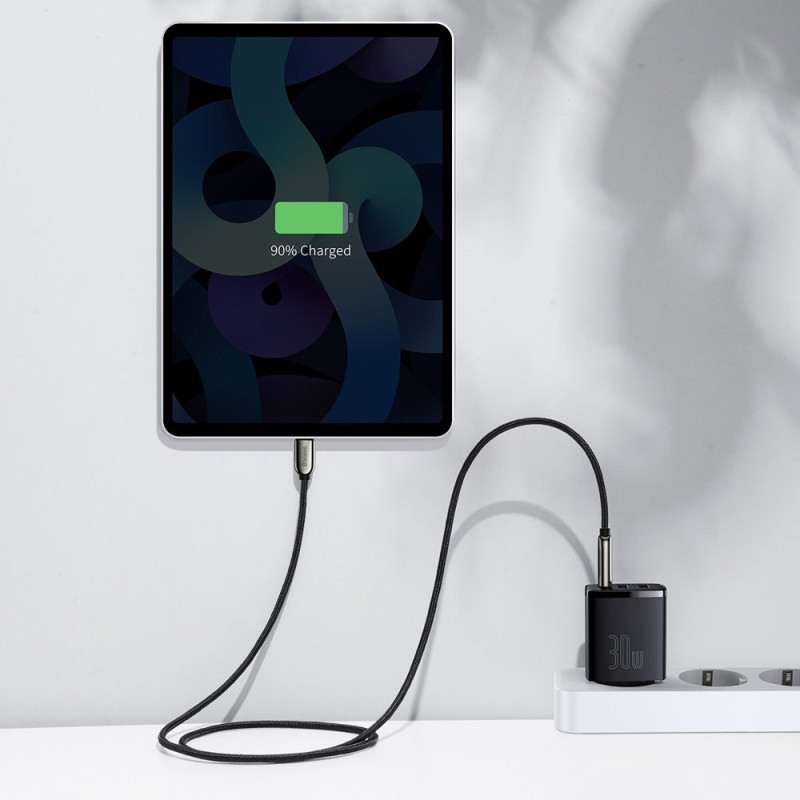 Kompaktiškas greitas sieninis įkroviklis 2x USB USB-C 30W 3A PD QC juodas