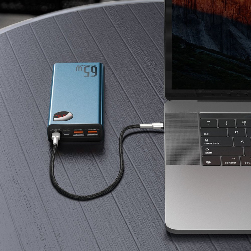 Adaman Power Bank 2x USB 1x USB-C 1x microUSB 20000mAh 65W Quick Charge mėlyna