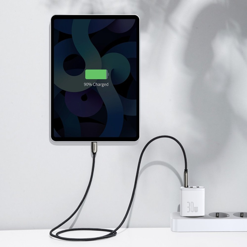 Kompaktiškas greitas sieninis įkroviklis 2x USB USB-C 30W 3A PD QC balta