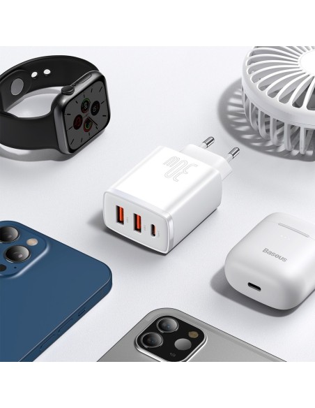 Kompaktiškas greitas sieninis įkroviklis 2x USB USB-C 30W 3A PD QC balta
 
Kompaktiškas greitas sieninis įkroviklis 2x USB USB-C 30W 3A PD QC balta