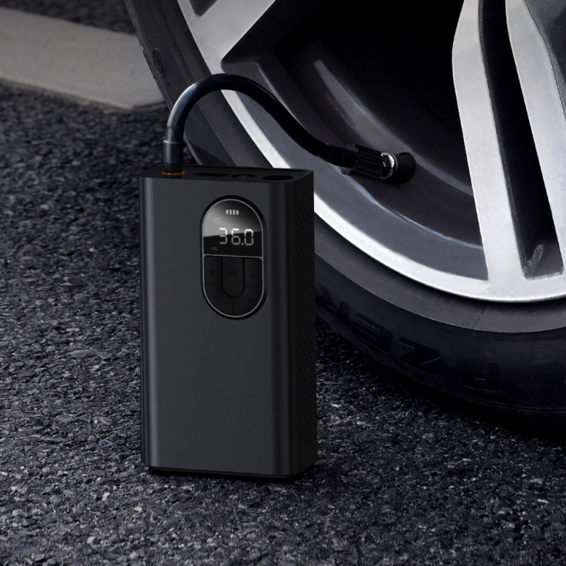 Mini autokompresorius, padangų siurblys su 2500mAh 54W baterija, juodas