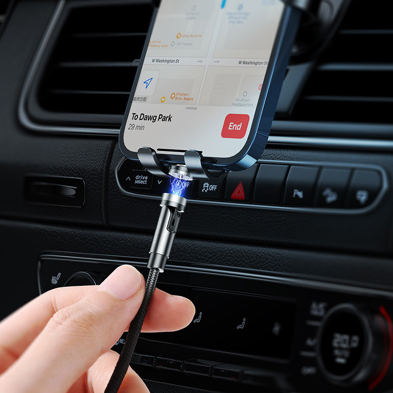 Universalus magnetinis laidas USB Lightning įkrovimo laidas USB-C microUSB 1,2m juodas