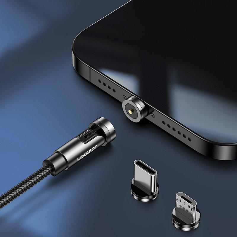 Universalus magnetinis laidas USB Lightning įkrovimo laidas USB-C microUSB 1,2m juodas