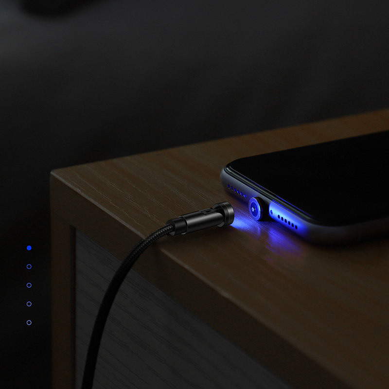 Universalus magnetinis laidas USB Lightning įkrovimo laidas USB-C microUSB 1,2m juodas