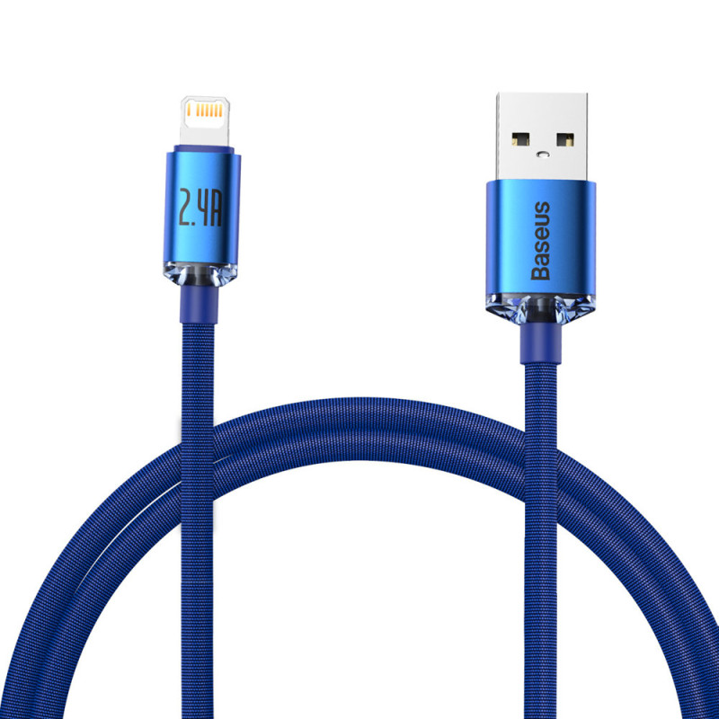 
USB – žaibo laidas greitam įkrovimui ir duomenų perdavimui, 1,2 m, mėlynas
