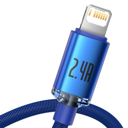
USB – žaibo laidas greitam įkrovimui ir duomenų perdavimui, 1,2 m, mėlynas
