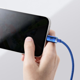 
USB – žaibo laidas greitam įkrovimui ir duomenų perdavimui, 1,2 m, mėlynas
