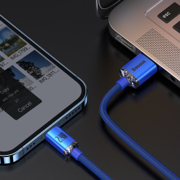 
USB – žaibo laidas greitam įkrovimui ir duomenų perdavimui, 1,2 m, mėlynas
