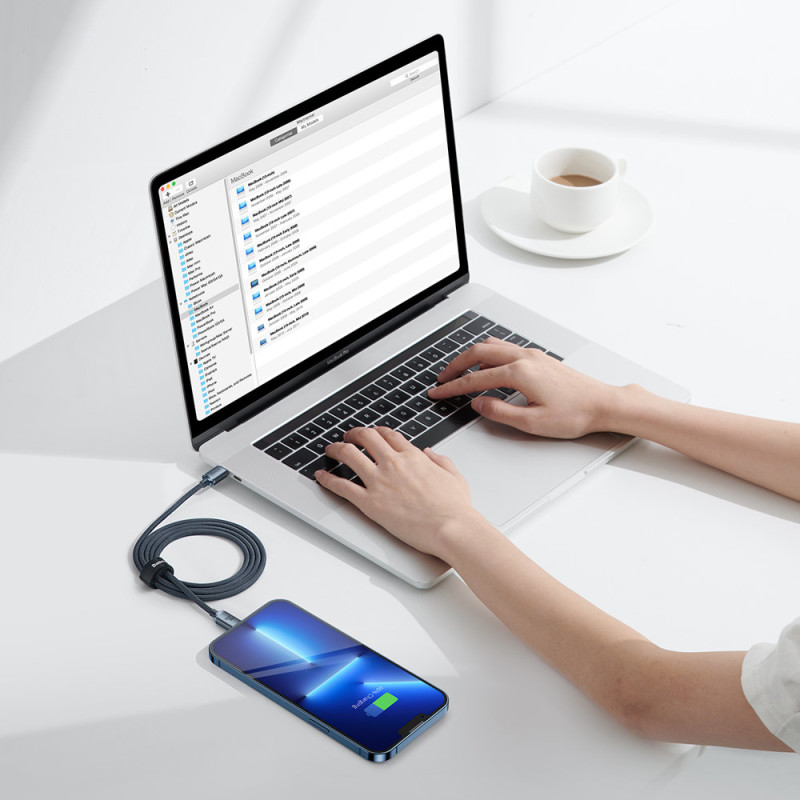 USB - Lightning laidas greitam įkrovimui ir duomenų perdavimui, 1,2 m, juodas