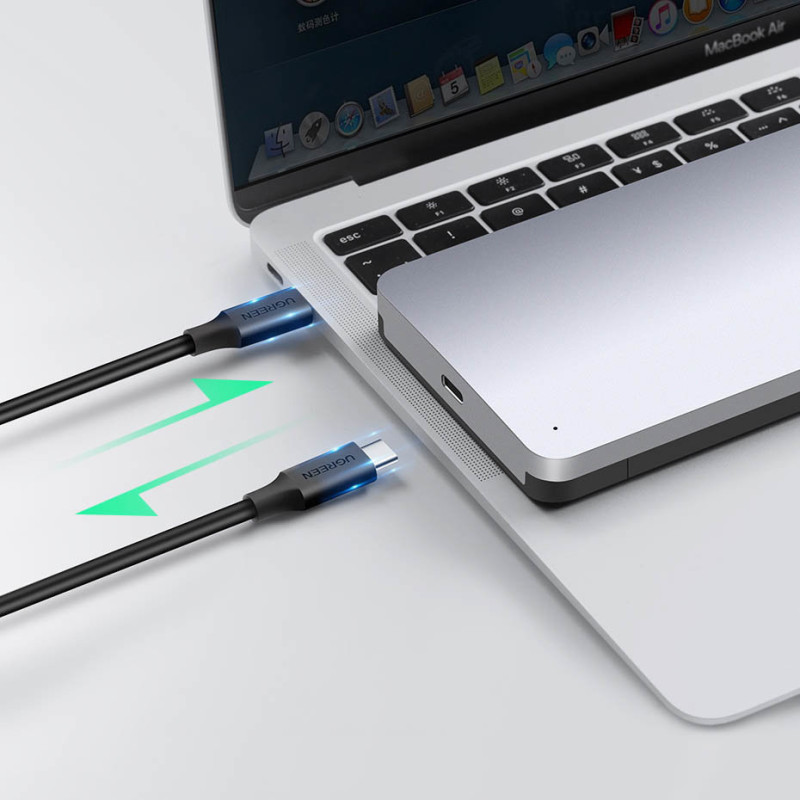 Kišeninis dėklas 2,5 colio SATA 3,0 6Gbps kietajam diskui + USB - USB-C laidas, 0,5 m pilkas