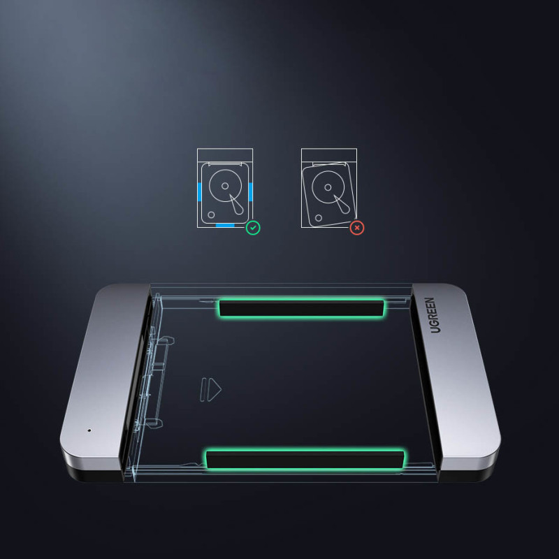 Kišeninis dėklas 2,5 colio SATA 3,0 6Gbps kietajam diskui + USB - USB-C laidas, 0,5 m pilkas