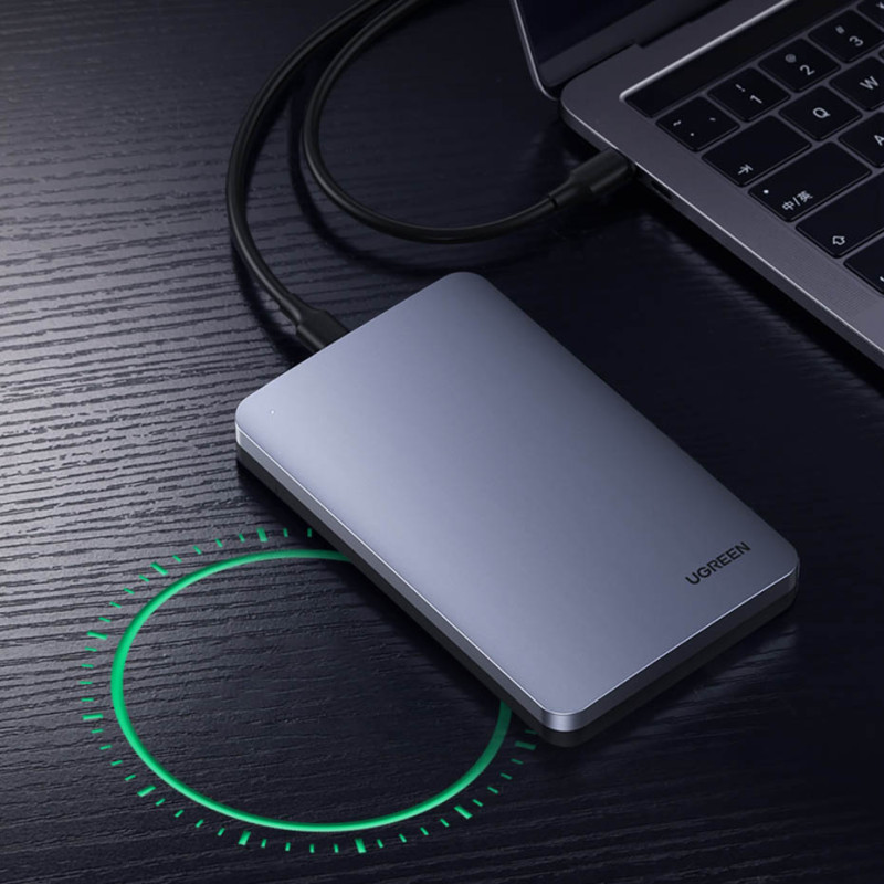 Kišeninis dėklas 2,5 colio SATA 3,0 6Gbps kietajam diskui + USB - USB-C laidas, 0,5 m pilkas