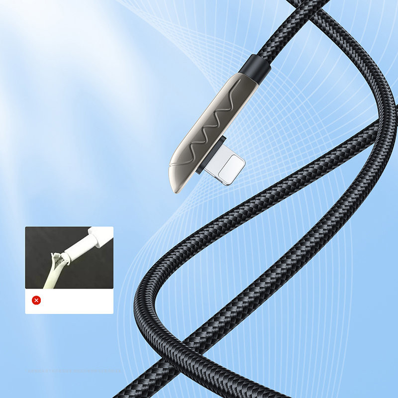 Žaidimų laidas iPhone USB - Lightning įkrovimui ir duomenų perdavimui 2.4A 1.2m sidabrinis