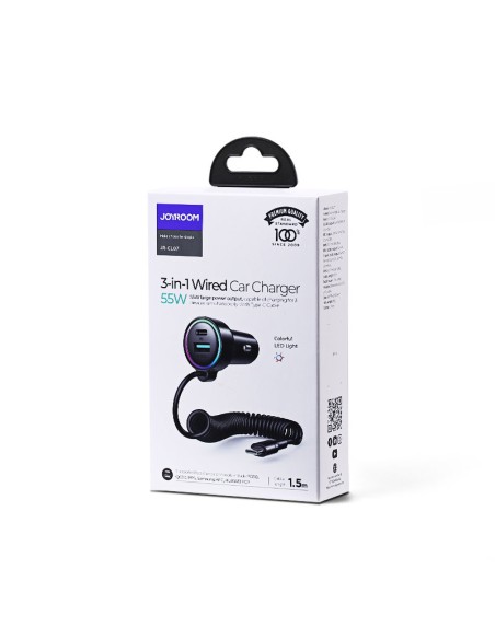 Greitas automobilinis įkroviklis 3 viename su USB-C laidu 1,5 m 55 W juodas
 
Greitas automobilinis įkroviklis 3 viename su USB-C laidu 1,5 m 55 W juodas
